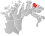 Berlevåg markert med rødt på fylkeskartet