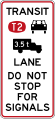 (R4-13) Signal bypass transit lane for vehicles carrying 2 or more persons and heavy vehicles exceeding 3500 kilograms