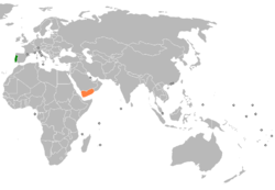 Lage von Portugal und Jemen