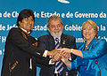 Image 21Left-leaning leaders of Bolivia, Brazil and Chile at the Union of South American Nations summit in 2008 (from History of Latin America)