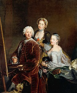 Antoine Pesne, Portrait du peintre et de ses filles