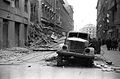 Destroyed truck in Budapest