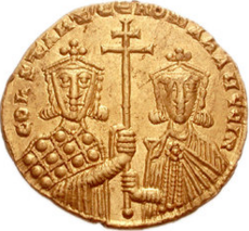 Konštantín VII. a Roman II., zlatý solidus