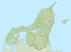 Mapa konturowa Jutlandii Północnej, na dole po lewej znajduje się punkt z opisem „Mors”