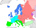 Макрорегиони Европе према УН   Источна Европа   Северна Европа   Јужна Европа   Западна Европа