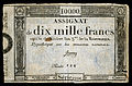 Assignat d'un montant de 10 000 francs, France, 1795.