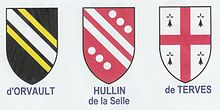 Blasons des d'Orvault, Hullin de la Selle, de Terves.