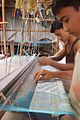 Weaving Jamdani sari in handloom, Bangladesh.