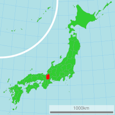 Japonijos žemėlapis su paryškinta Shiga prefektūra