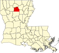 Map of Luizijana highlighting Jackson Parish