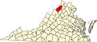 Map of Virdžinija highlighting Shenandoah County