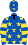 Royal blue, yellow stars, hooped sleeves and stars on cap