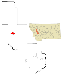 Location of Ovando, Montana