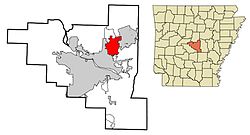 Location in Pulaski County and the state of آرکانزاس