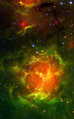 Nebula Trifid dilihat dengan infra merah oleh teleskop Spitzer Space