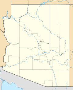 Mapa konturowa Arizony, na dole po prawej znajduje się punkt z opisem „Large Binocular Telescope”