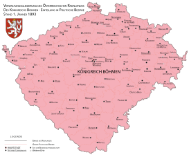 divisiones administrativas del Reino de Bohemia (1893).