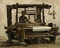 Cuadro de van Gogh que ilustra a un tejedor trabajando en un telar.
