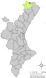 Localização do município de Herbés na Comunidade Valenciana