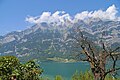 Murg, locality in Quarten, Canton of St. Gallen, Switzerland: view on the Churfirsten mountain range