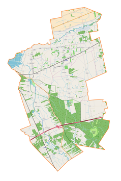 Mapa konturowa gminy Nieborów, na dole po prawej znajduje się punkt z opisem „Polana Siwica”