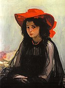 «La chica del sombrero rojo» - Oleksander Murashko, 1903