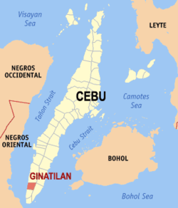 Mapa ning Cebu ampong Ginatilan ilage