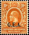 1922 G.E.A. nyomatú 10-centes narancsszín tanganyikai bélyeg