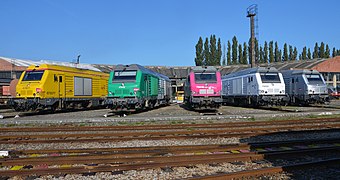 L'armada des BB 75000 devant la rotonde, en 2013.