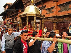 Goddess Kumari in a chariot procession