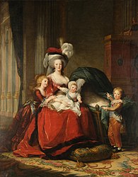 Marie-Antoinette d'Autriche, reine de France et ses enfants, 1787, par Élisabeth Vigée Le Brun.