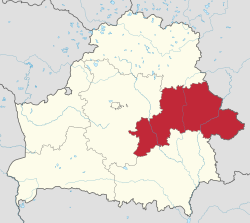 Mohylevská oblast na mapě Běloruska