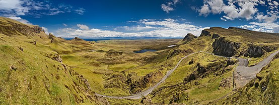 Blick von Quiraing auf die Staffin Bay