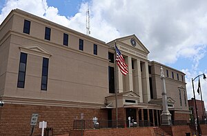 Robeson County Courthouse and Confederate Monument in Lumberton