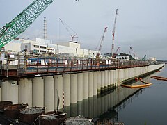 Sea-side impermeable wall at Fukushima I Nuclear Power Plant 2015.jpg