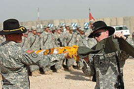 5-7 Cav. Regt. cases colors at FOB Kalsu DVIDS81618.jpg