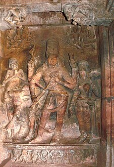Ardhanari i rrethuar nga Bhringi dhe një ndihmëse femër ose Parvati.