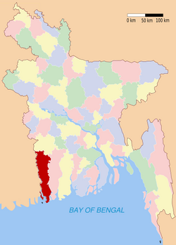 薩德基拉縣於孟加拉位置圖