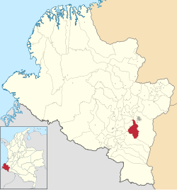 Location of the municipality and town of Tangua, Nariño in the Nariño Department of Colombia.