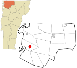 Location in Franklin County and the state of Vermont.