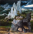 Patinir painted rocky landscapes like Leonardo. c.1520