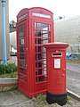 A K6 Telephone box and a King Edward VII Pillar box at the Amberley Working Museum.