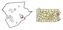 Location of Stroudsburg in Monroe County, Pennsylvania