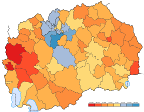 Промена на населението во % во периодот 2002-2021