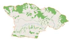 Mapa konturowa gminy Szerzyny, w centrum znajduje się punkt z opisem „Szerzyny”