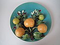 Wall Plate, 9.6 in, coloured glazes, Palissy style, Menton, France