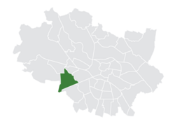 Location of Muchobór Wielki within Wrocław