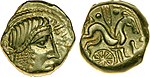 Bronze au cheval et à la rouelle frappé par les Léxoviens daté du Ier siècle av. J.-C.