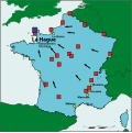 Les assemblages irradiés sont acheminés dans l'usine de retraitement de la Hague pour y être retraités ou entreposés temporairement.