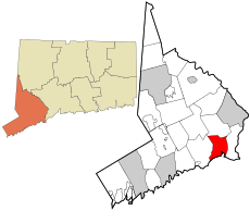 Bridgeport's location within Fairfield County and Connecticut
